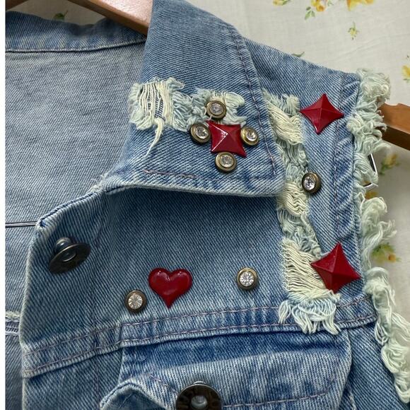 Love Jeans Upcycle‎ Valentine Romantic Unique Denim Vest - Picture 4 of 5